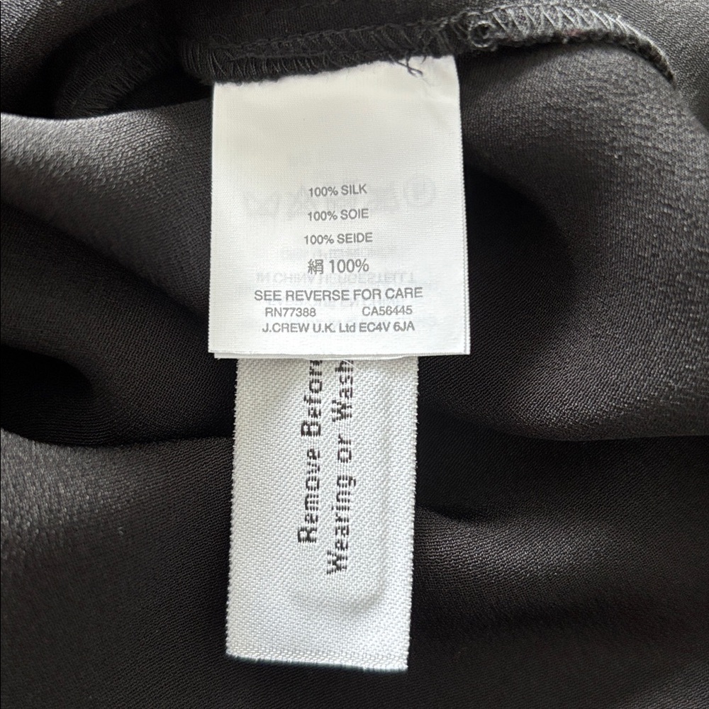 J.Crew 100% Silk Bell Sleeve Blouse Black Keyhole Career Size 0 - Picture 10 of 11